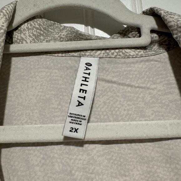 Athleta Zuma Printed Shirt Dress Cream Gray Plus Size 2X - Picture 7 of 9